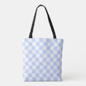 Pastel Blue White Retro Checkerboard Pattern トートバッグ (裏面)