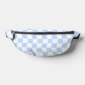 Pastel Blue White Retro Checkerboard Pattern ファニーパック (レイダウン)