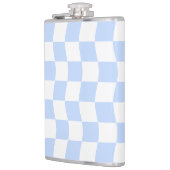 Pastel Blue White Retro Checkerboard Pattern フラスク (左)