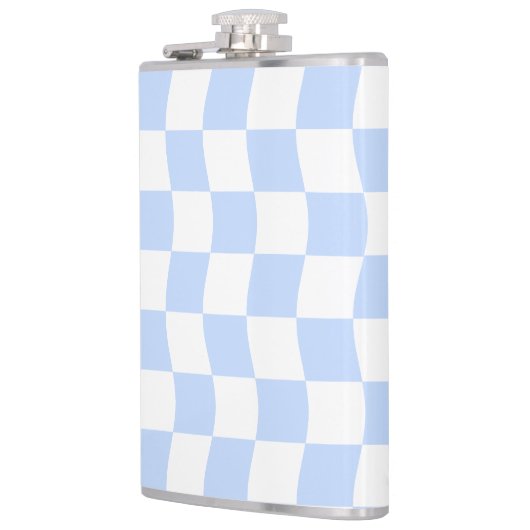 Pastel Blue White Retro Checkerboard Pattern フラスク (左)