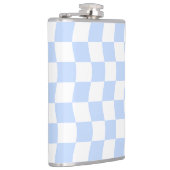 Pastel Blue White Retro Checkerboard Pattern フラスク (右)