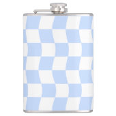 Pastel Blue White Retro Checkerboard Pattern フラスク (正面)