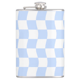 Pastel Blue White Retro Checkerboard Pattern フラスク