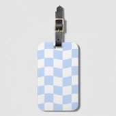 Pastel Blue White Retro Checkerboard Pattern ラゲッジタグ (正面縦)