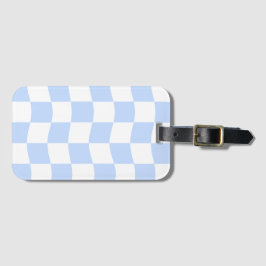 Pastel Blue White Retro Checkerboard Pattern ラゲッジタグ