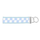 Pastel Blue White Retro Checkerboard Pattern リストバンドキーホルダー (鍵右)