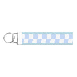 Pastel Blue White Retro Checkerboard Pattern リストバンドキーホルダー