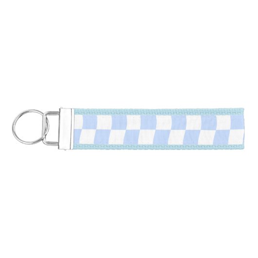 Pastel Blue White Retro Checkerboard Pattern リストバンドキーホルダー (鍵左)