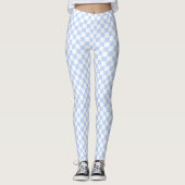 Pastel Blue White Retro Checkerboard Pattern レギンス (正面)