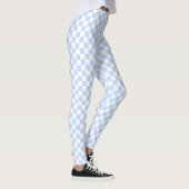 Pastel Blue White Retro Checkerboard Pattern レギンス (右)