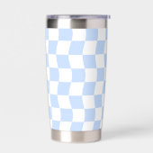 Pastel Blue White Retro Checkerboard Pattern 保温保冷タンブラー (左面)