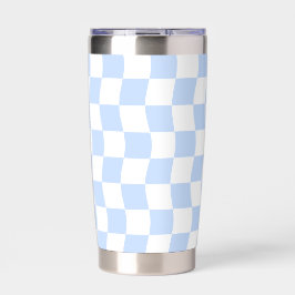 Pastel Blue White Retro Checkerboard Pattern 保温保冷タンブラー