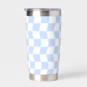 Pastel Blue White Retro Checkerboard Pattern 保温保冷タンブラー (右面)