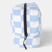 Pastel Blue White Retro Checkerboard Pattern Bag ドップキット (右)