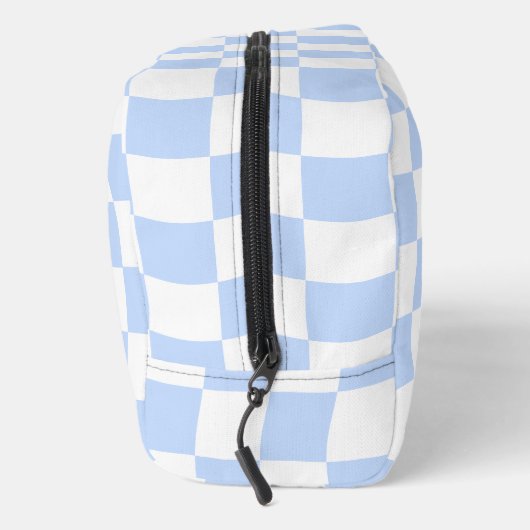 Pastel Blue White Retro Checkerboard Pattern Bag ドップキット (右)