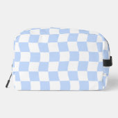 Pastel Blue White Retro Checkerboard Pattern Bag ドップキット (裏面)