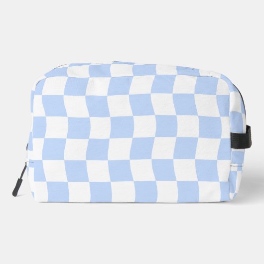 Pastel Blue White Retro Checkerboard Pattern Bag ドップキット (裏面)