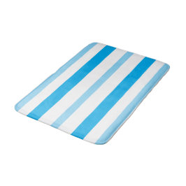 Pastel Blue White Summer Stripes バスマット