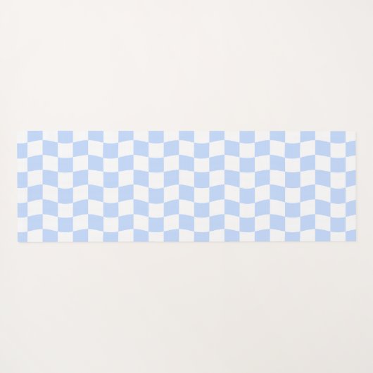 Pastel Blue White Wavy Checkerboard Pattern ヨガマット (裏面(横))