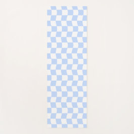 Pastel Blue White Wavy Checkerboard Pattern ヨガマット