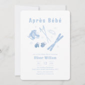 Pastel Blue Winter Après Bébé Ski Baby Shower 招待状 (正面)