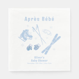 Pastel Blue Winter Après Bébé Ski Boy Baby Shower  スタンダードランチョンナプキン