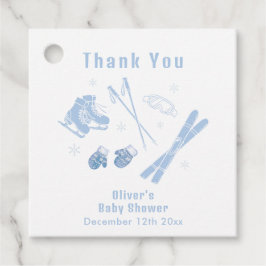 Pastel Blue Winter Après Bébé Ski Boy Baby Shower  フェイバータグ