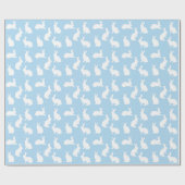 Pastel Blue With White Bunny Pattern Cute Easter ラッピングペーパー (フラット)