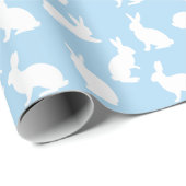 Pastel Blue With White Bunny Pattern Cute Easter ラッピングペーパー (ロールコーナー)