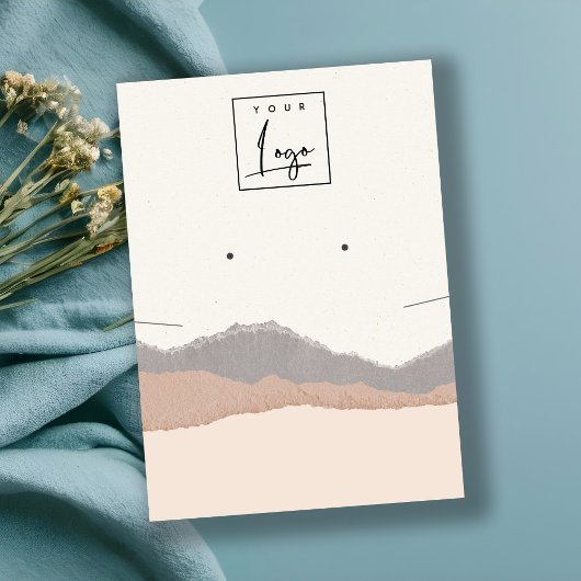 Pastel Blush Kraft Mountain Wave Earring Necklace 名刺