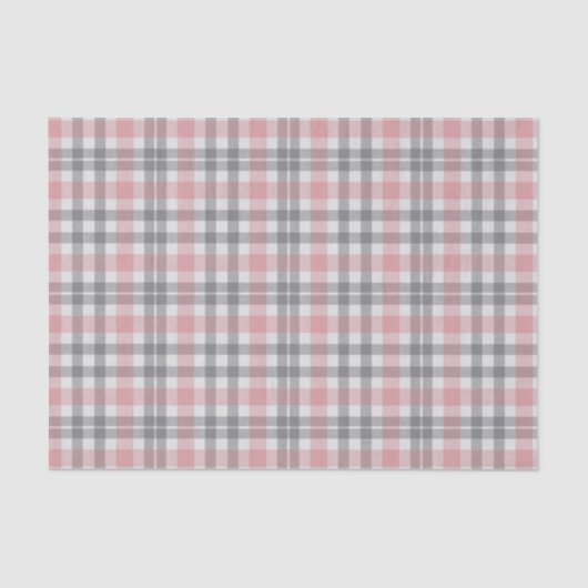 Pastel Blush Pink Gray White Plaid Pattern 薄葉紙 (正面)