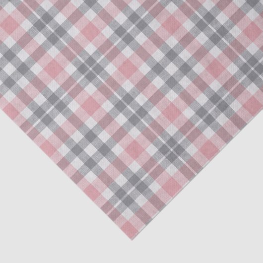 Pastel Blush Pink Gray White Plaid Pattern 薄葉紙 (詳細)