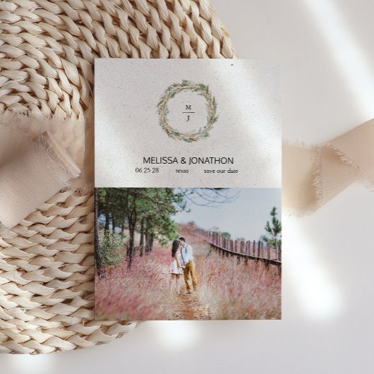 Pastel Bohoニュートラルフローラ画像の追加日付の保存 セーブザデート