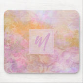 Pastel Boho Floral Pattern Chic Monogram マウスパッド (正面)