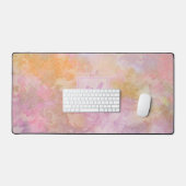 Pastel Boho Floral Pattern Chic Script Monogram デスクマット (キーボード&マウス)