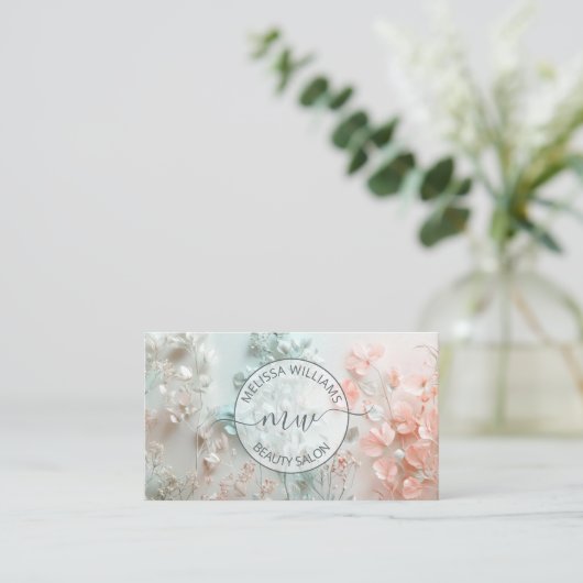 Pastel Boho Flowers Logo 名刺 (スタンド正面)