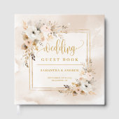 Pastel Boho Neutral Gold Autumn Wedding Guest Book ゲストブック (正面)