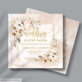 Pastel Boho Neutral Gold Autumn Wedding Guest Book ゲストブック