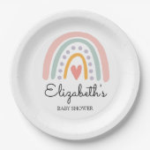Pastel Boho Rainbow Baby Shower for a Girl ペーパープレート (正面)