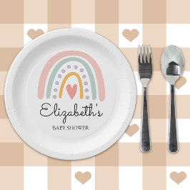 Pastel Boho Rainbow Baby Shower for a Girl ペーパープレート