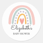 Pastel Boho Rainbow Baby Shower for a Girl ラウンドシール (正面)