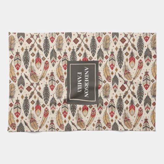 Pastel Boho Towel Classic Ethnic Kitchen Style キッチンタオル (横)