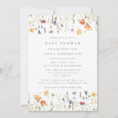 Pastel Boho Wildflower Baby Shower Invitation 招待状 (正面)