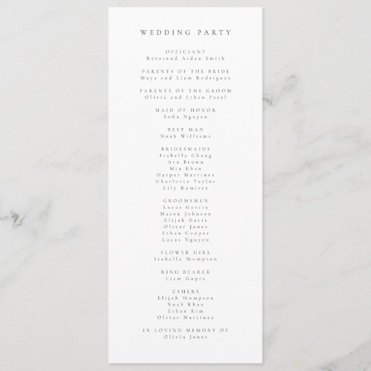 Pastel Boho Wildflower Wedding Program プログラム (裏面)