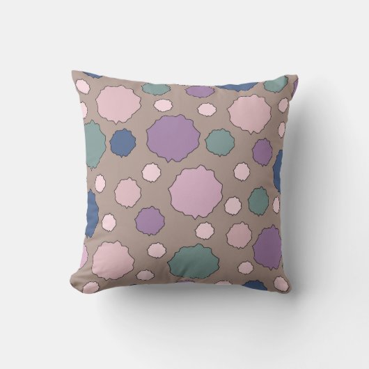 Pastel bold muted tones colorful polka dot pillow クッション (正面)
