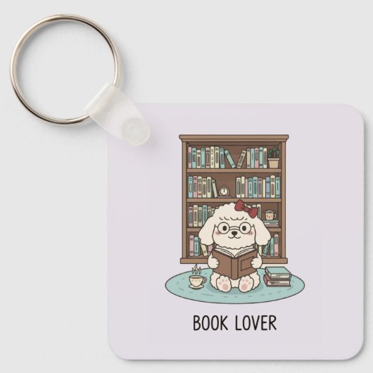 Pastel Book Lover Poodle Puppy Dog Tea Cozy キーホルダー (正面)