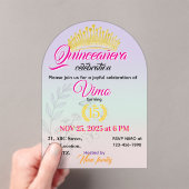 Pastel Botanical Quinceañera Acrylic Invitation アクリル招待状 (インサイチュ (ポータブル))