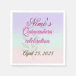 Pastel Botanical Quinceañera Napkins  スタンダードカクテルナプキン