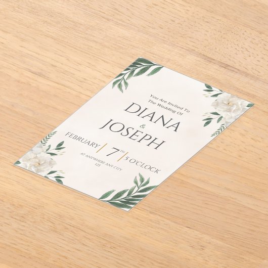 Pastel  Botanical Wedding Invitation | EditabLE アクリル招待状 (レイダウン)