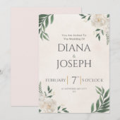 Pastel  Botanical Wedding Invitation | EditabLE 招待状 (正面/裏面)